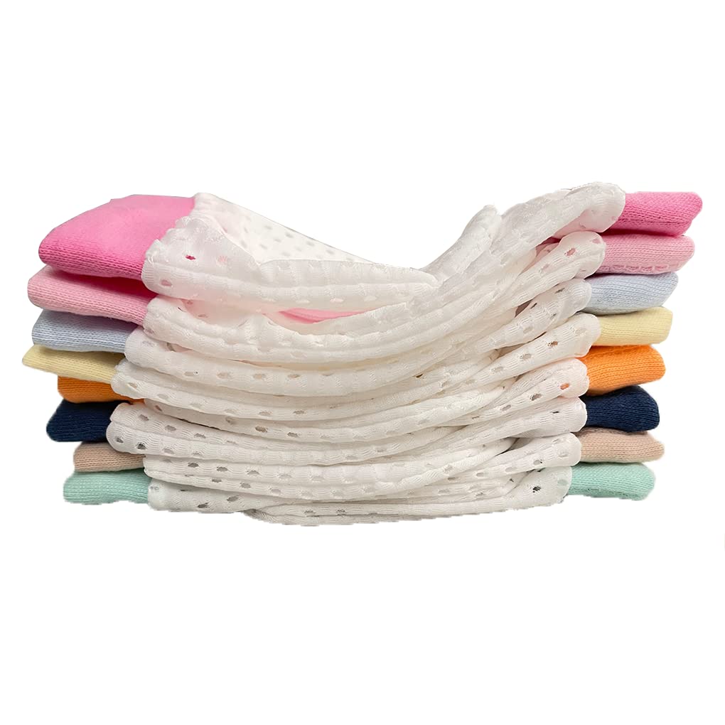 Adeimoo Baby Boy Girl No Scratch Silk Cotton Mittens Mesh Breathable Drawstring Gloves for Newborn Toddler Infants 8 Pack (Eyelet Mitten) - Image 3